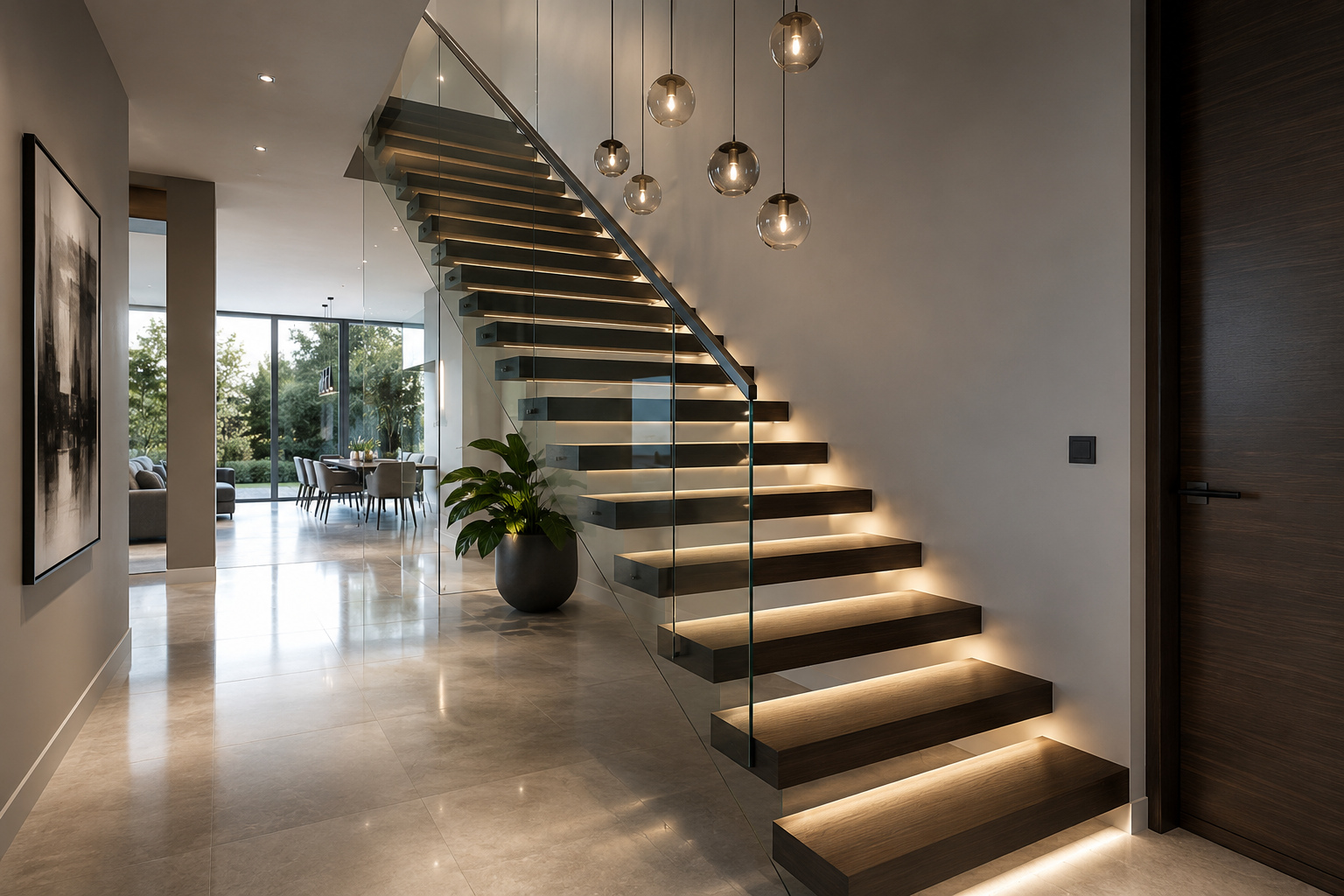 Elegante Treppe in hochwertiger Immobilie